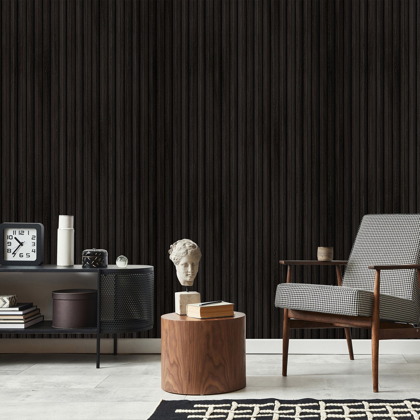 MDF wall panel, grooved, dark gray - APM203