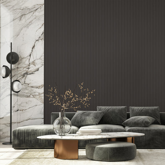 Dark gray grooved MDF wall panel - APM503 ST