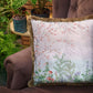 Decorative pillow with a plant motif