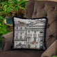 Decorative pillow, building, animals