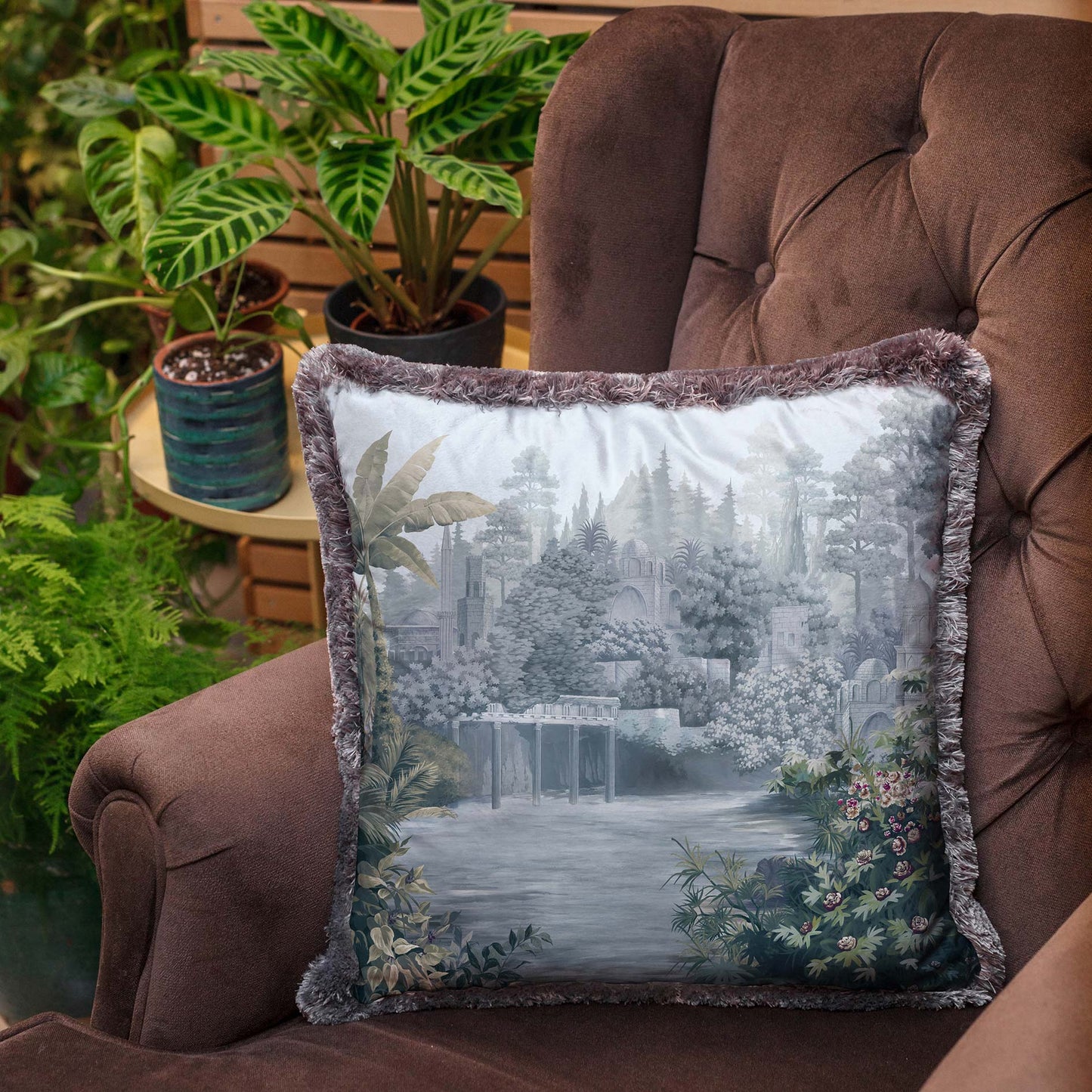 Decorative pillow with a view