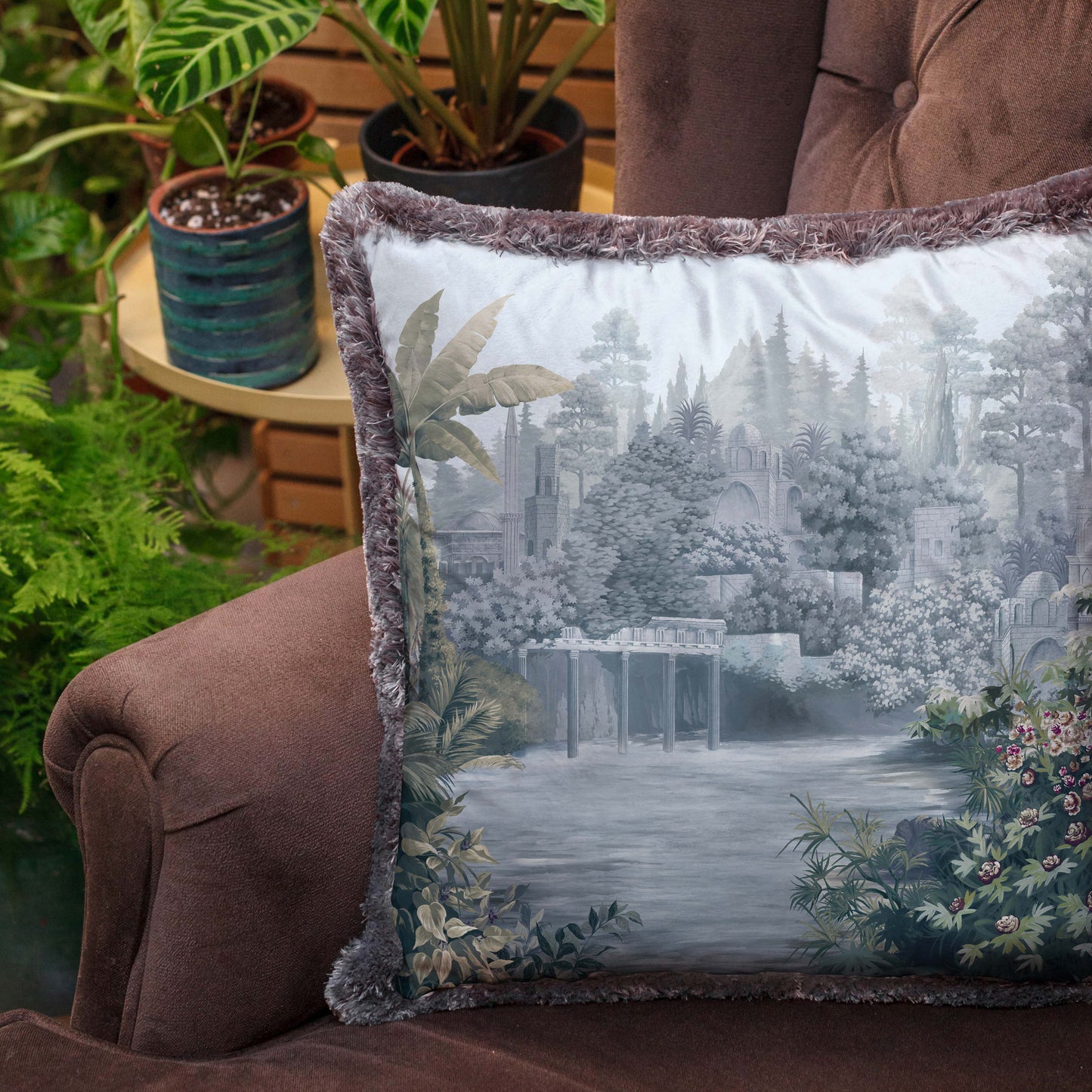 Decorative pillow with a view