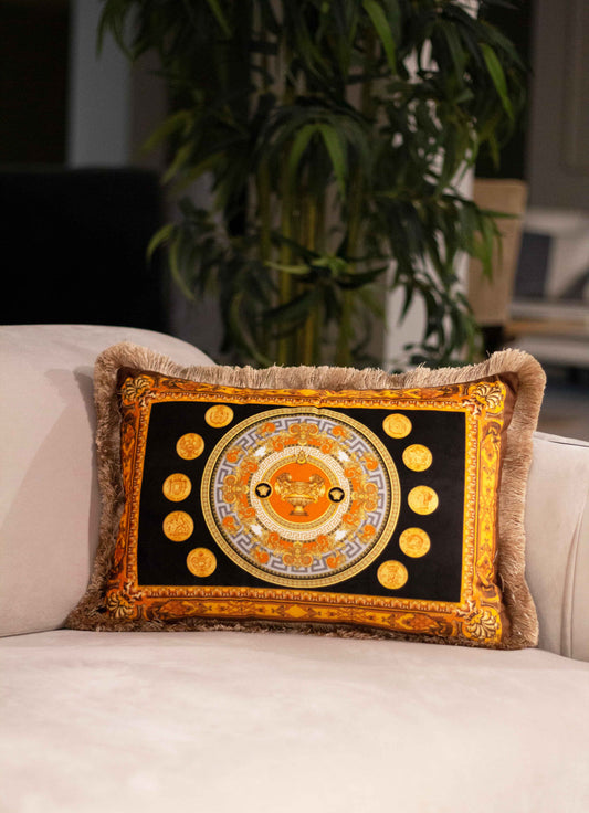 Decorative pillow with gold accents
