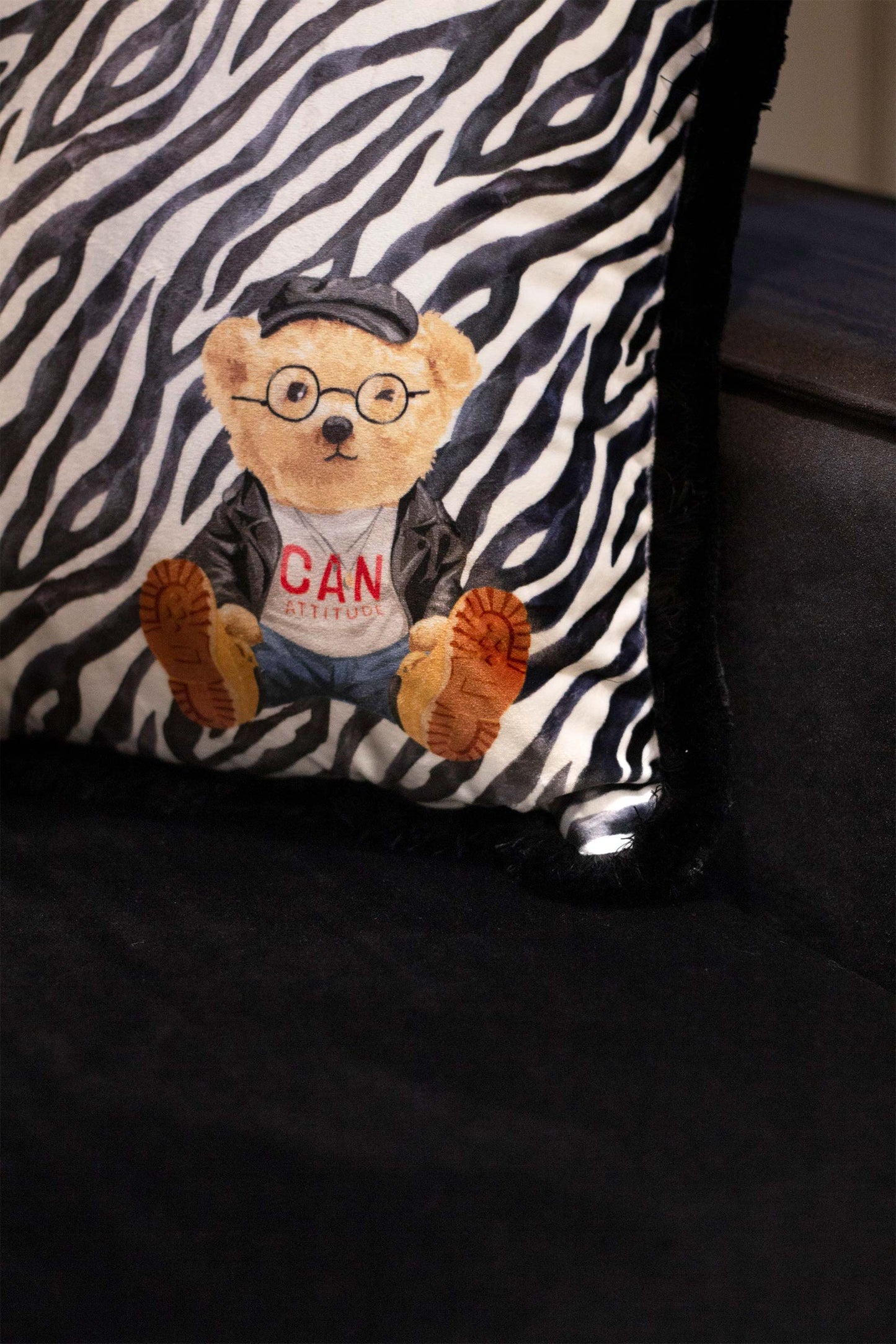 Zebra and bear pattern decorative pillow