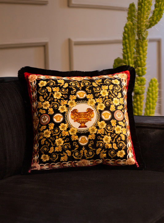 Decorative pillow with an antique motif